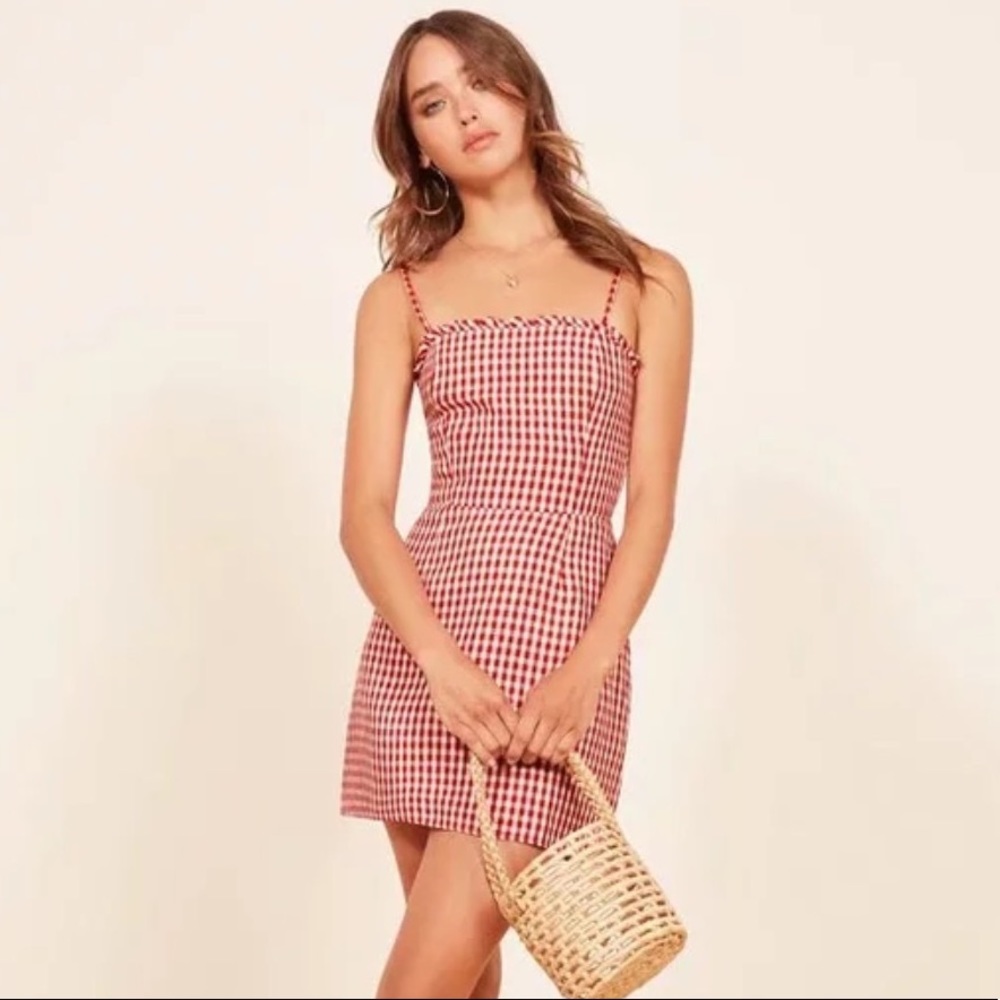 Reformation red gingham dress
